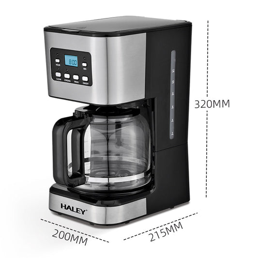 Aparat de Cafea HALEY 950W, 1.5L, LED Display, Anti-Drip, Brewing Inteligent, Inox, Control Temperatură Precis