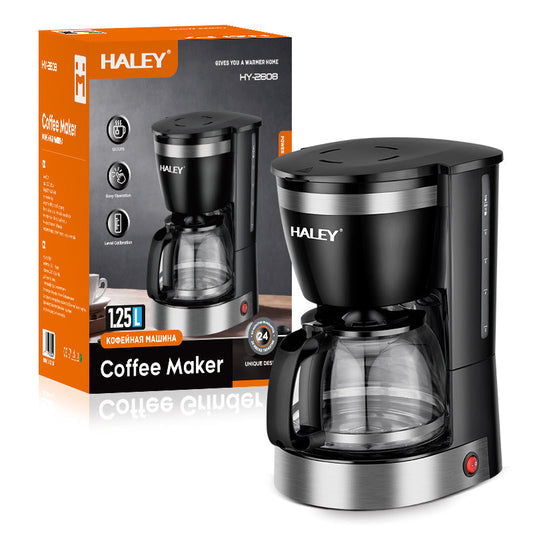 Aparat de Cafea HALEY HY-2808 – 800W, 1.25L, 12 Căni, Măcinare Rapidă, Sistem de Siguranță, Operare Ușoară