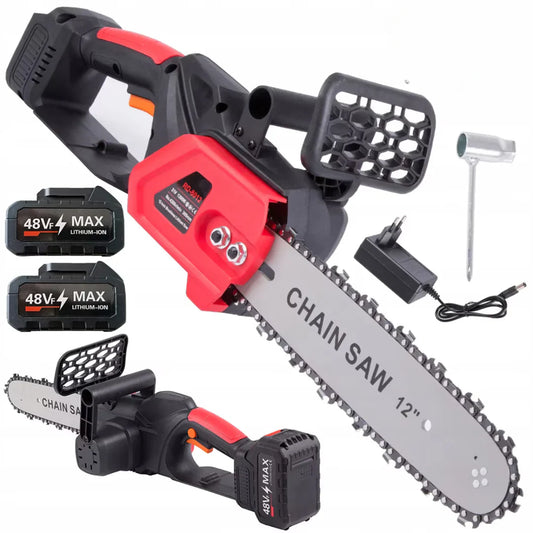 Drujba electrica cu lant 12 inch, cu 2 Acumulatori, 48V, Lithium, 4800rpm, 305mm