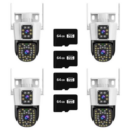 Set 4 Camere de Securitate Jortan - 6MP Full HD 4K, Viziune Nocturna Avansata, 4 Carduri de 64GB