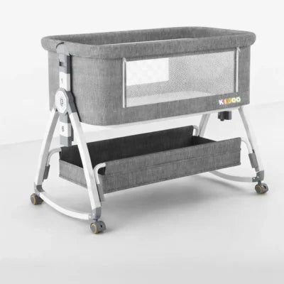 Pat portabil pentru bebeluși KIDOO ,3 în 1 cu saltea confortabilă, înălțime reglabilă, roți și pliere ușoară – ideal pentru nou-născuți