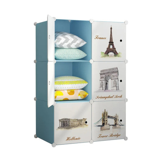 Dulap Copii din plastic , 8 Usi, 148x74x37 cm, Albastru