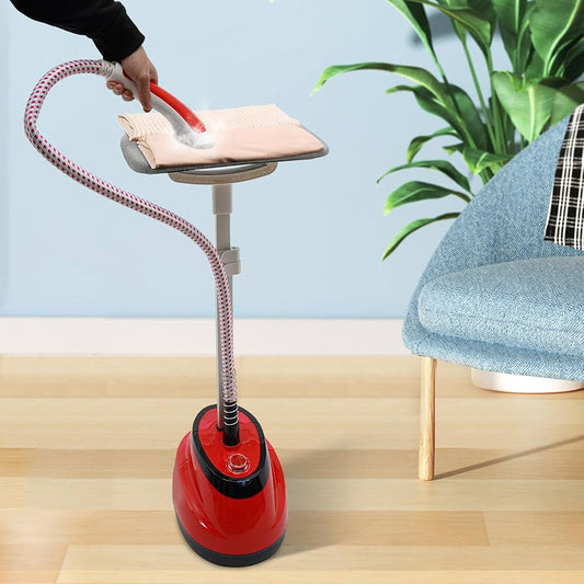 Aparat de Calcat cu Abur Vertical HOFFMANS 2 in 1 , 2000W, Profesional, Portabil, cu Masa de Calcat - Rosu