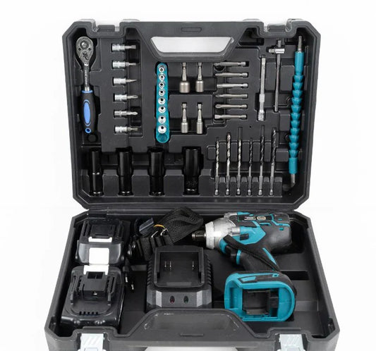 Cheie de Impact- Masina de Insurubat WERSTIL , 550Nm, 43 de Accesorii, 2 Acumulatori 48V si Valiza