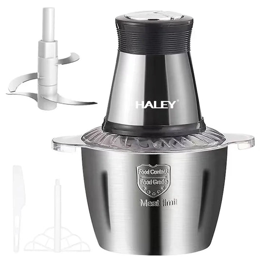 Tocator Electric 3L,HY-1221 pentru Carne si Legume, Bol Inox, 4 Lame Premium din Otel Inoxidabil, Motor Puternic 1000W