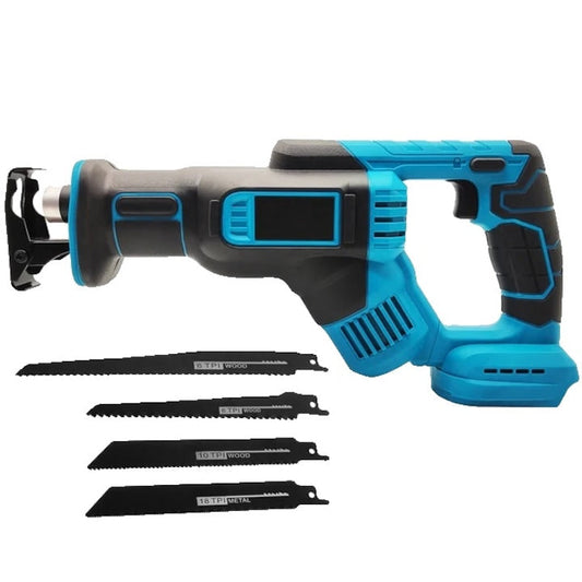 Fierastrau tip sabie 3000rpm AT, cu 2 acumulatori 48W, 5000mAh,mandrina autoblocanta, 4 bucati panza diferite modele,1 incarcator, valiza compacta de transport, Albastru