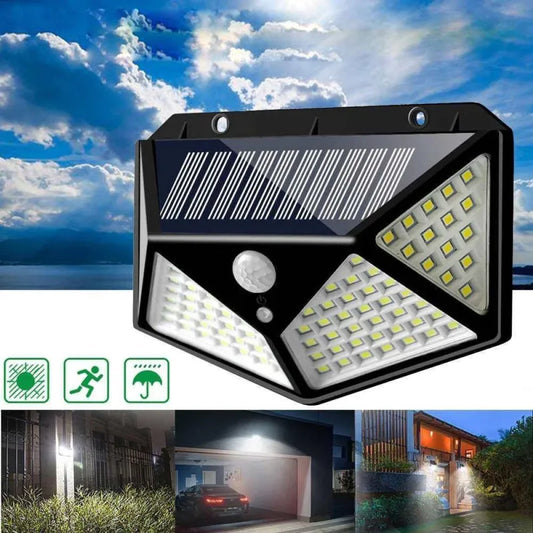 Set 10 x Lampa 100 LED cu panou solar, senzor de miscare 3 moduri de iluminare