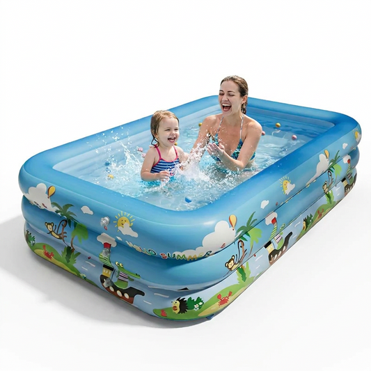 PISCINA GONFLABILA FAMILIALA PLUS POMPA | 210 X 135 X 54 CM | 3 INELE REZISTENTE | PVC DURABIL | PENTRU CURTE SI GRADINA